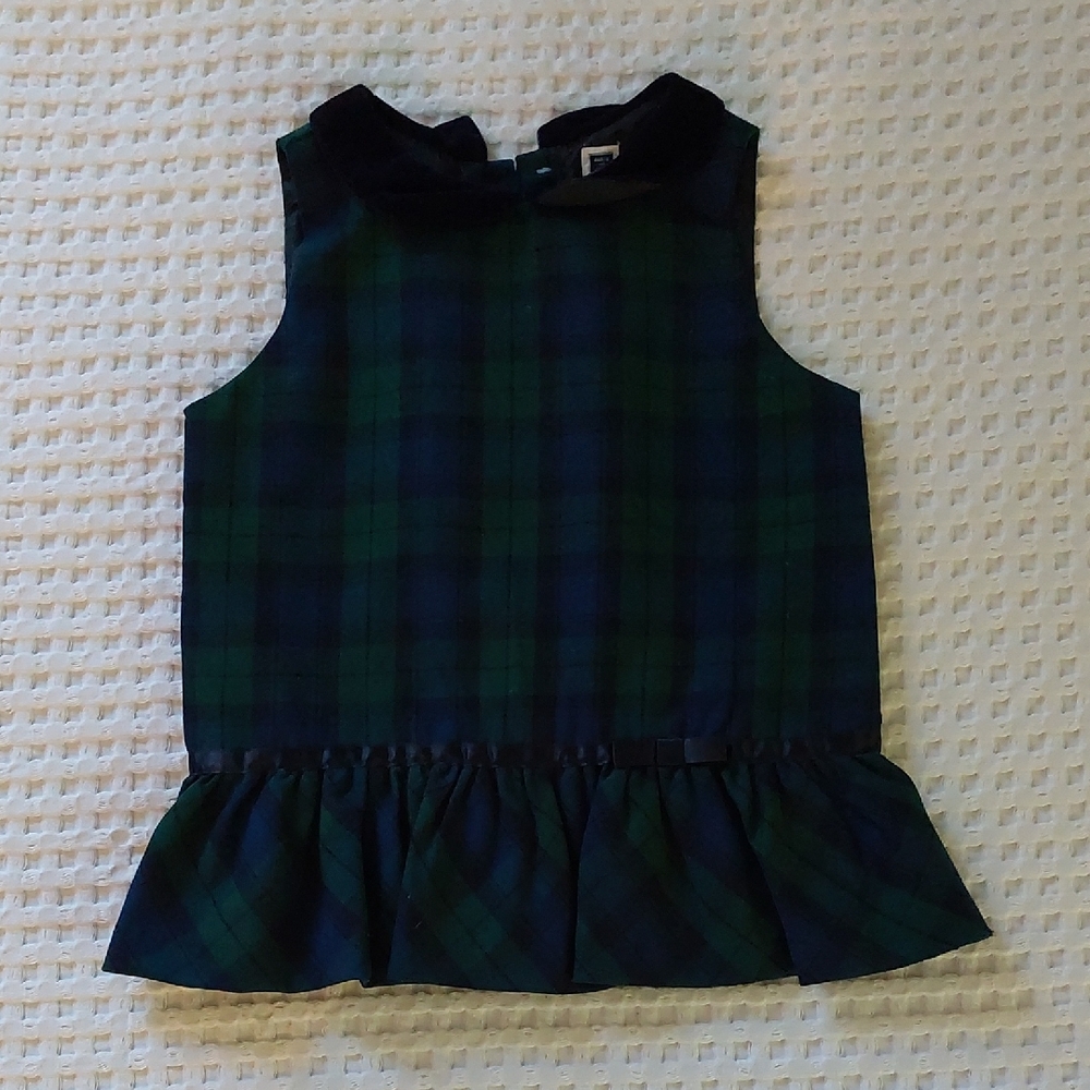 Janie and Jack Green and Blue Plaid Ruffle Top